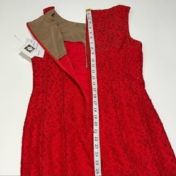 Anne Klein NWT Lipstick Red All Over Lace Lined Sleeveless Dress Size 6 Zip Up - Picture 7 of 11